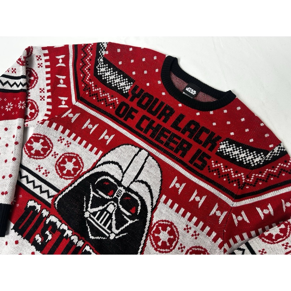 Star Wars Darth Vader Ugly Christmas Sweater Unisex Medium Red, White, & Black